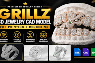 design grillz 3d jewelry cad model for printing and rendering