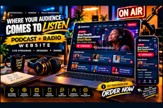 build a podcast and online radio website with live stream