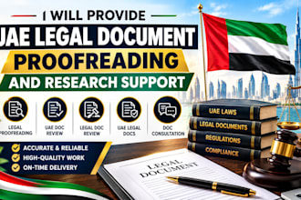 provide uae legal document proofreading and research support