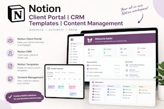 build a notion client portal ,CRM notion template for service providers in 24hrs
