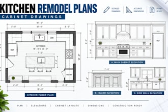 design kitchen remodel floor plans, layouts with cabinet drawings
