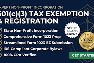 register nonprofit, prepare 501c3 form 1023, 1023ez and bylaws in 24hours
