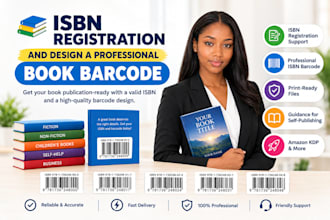 help with isbn registration and design a professional book barcode