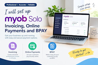 set up myob solo invoicing, online payments and bpay