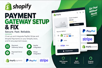 setup shopify payment gateway, paypal and stripe integration