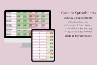 create a custom excel or google sheets spreadsheet