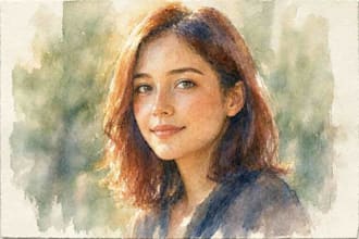 watercolor portrait painting, photo to watercolor portrait