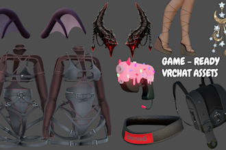 create game ready vrchat assets, clothing, props, weapons, nsfw accessories
