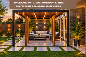 design your backyard patio and outdoor living space with realistic 3d renders