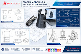 create cnc machining cad design, dxf technical drawings
