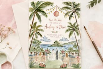 create a custom watercolor wedding venue illustration