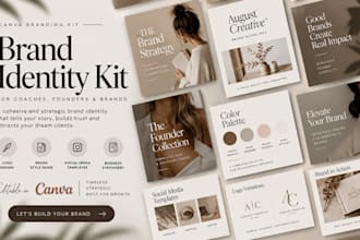 design italian full canva brand kit, brand identity, logo for coaches, founders