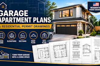 create garage apartment plans and residential permit drawings for city permits