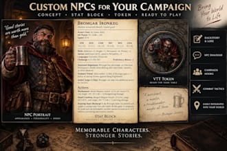 create a custom npc, stat block and vtt token