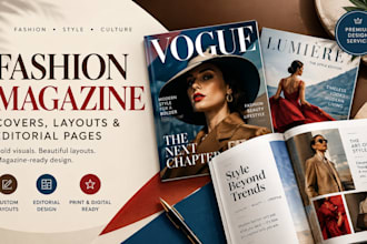 design fashion magazine covers, layouts and editorial pages