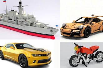 do custom lego 3d models, mocs designs lego  car  lego ship