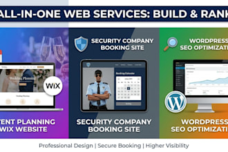 build event planning wix website, security company booking site, wordpress seo