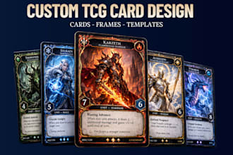 design custom tcg trading card game cards, card template and fantasy card art