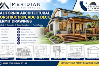 provide california architectural construction adu deck drawings for city permit