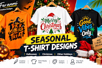 create halloween, christmas, and other seasonal t shirt designs