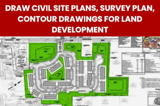 draw civil site plans, survey plan, contour drawings for land development