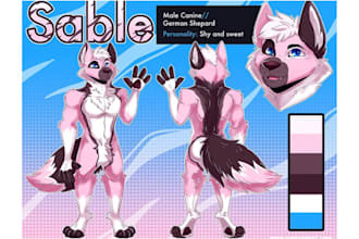 draw furry art fursona character reference sheet anthro art