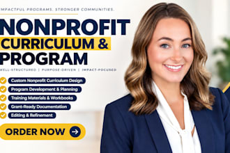 write a nonprofit program, curriculum, and implementation plan