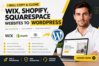 copy clone wix shopify squarespace websites to wordpress for your business