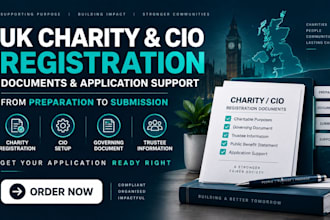 register your uk charity or cio and prepare charity commission documents