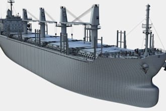 3d ship modeling, marine naval vessel, boat, cargo, hull exterior video game