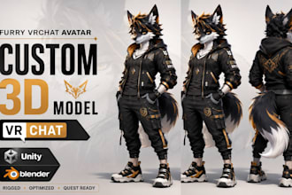 create custom vrchat avatar vr character furry avatar, vrm vtuber model vriod
