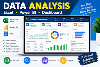 do data analysis, excel dashboard and power bi dashboard