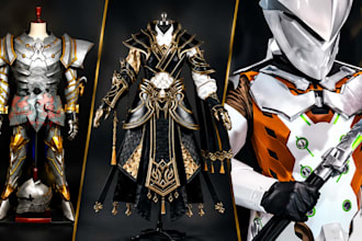 design wearable 3d cosplay creation, cosplay armor, cosplay model, prop, mask