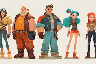 draw a vector 2d character, cartoon character