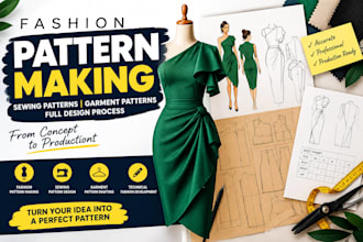 do fashion pattern making, full design process and sewing patterns design