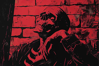 craft dark art, concept, cartoon, linocut