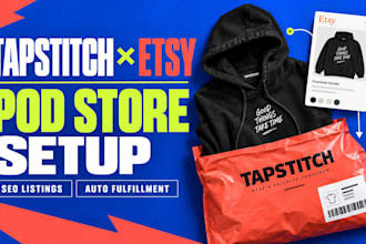 build tapstitch etsy print on demand shop with listing and automated fulfillment