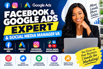 be your facebook ads and google ads expert and social media manager VA