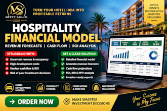 build hospitality financial model with revenue forecasts cash flow ROI analysis