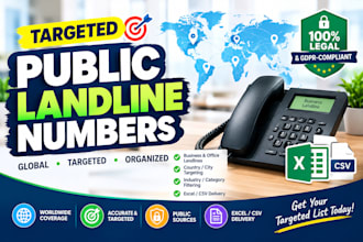 provide targeted public landline numbers worldwide