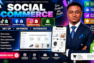 set up tiktok shop, facebook shop, instagram shop or shopify store