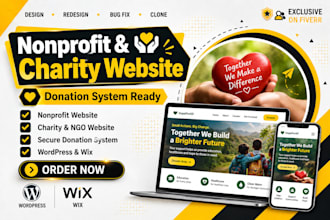 create nonprofit website charity website donation ngo 501c3 nonprofit website