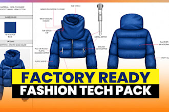 fashion tech pack designer, clothing techpack activewear hoodie garment techpack