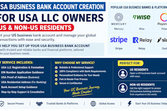 create USA bank account for US llc owner, USA llc registration, US bank creation