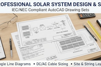 design solar system, single line diagram sld, and autocad drawings