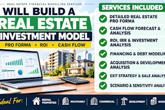 build a real estate investment model, proforma, ROI and cashflow