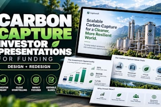 design and redesign carbon capture investor presentations for funding