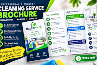 create a cleaning service brochure with packages pricing and services