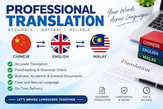 translate chinese to english or malay professionally