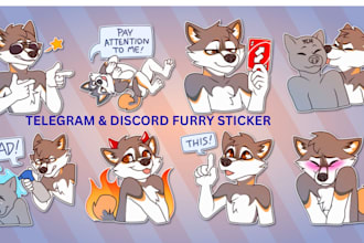 draw eye catching custom furry stickers, emotes and sticker packs